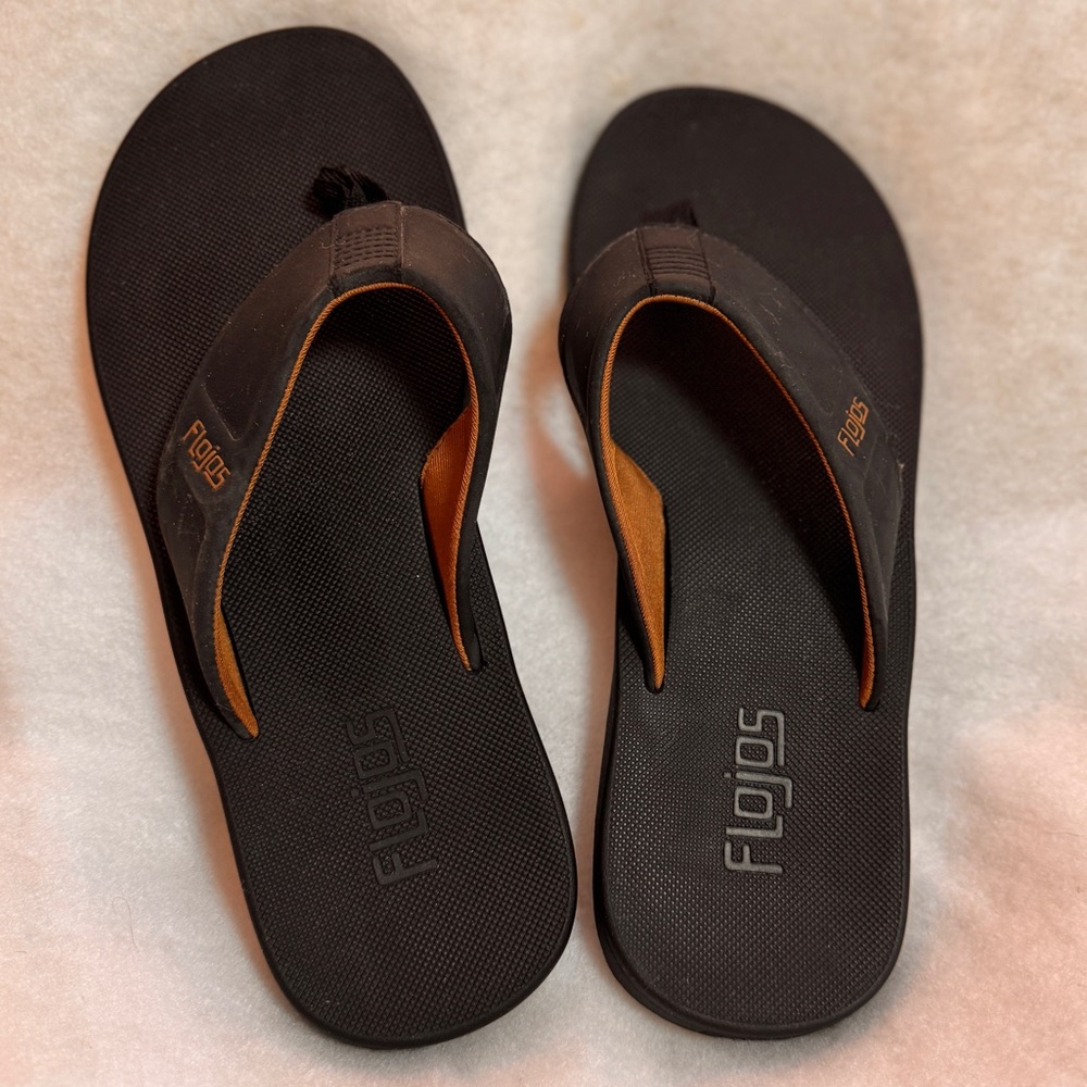Flojos Black and Orange Sandals, SZ‎